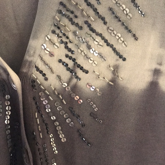 Super soft silk cotton mix ombré sequined v neck cardigan. - Picture 11 of 11